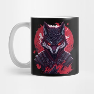 evil ninja wolf face Mug